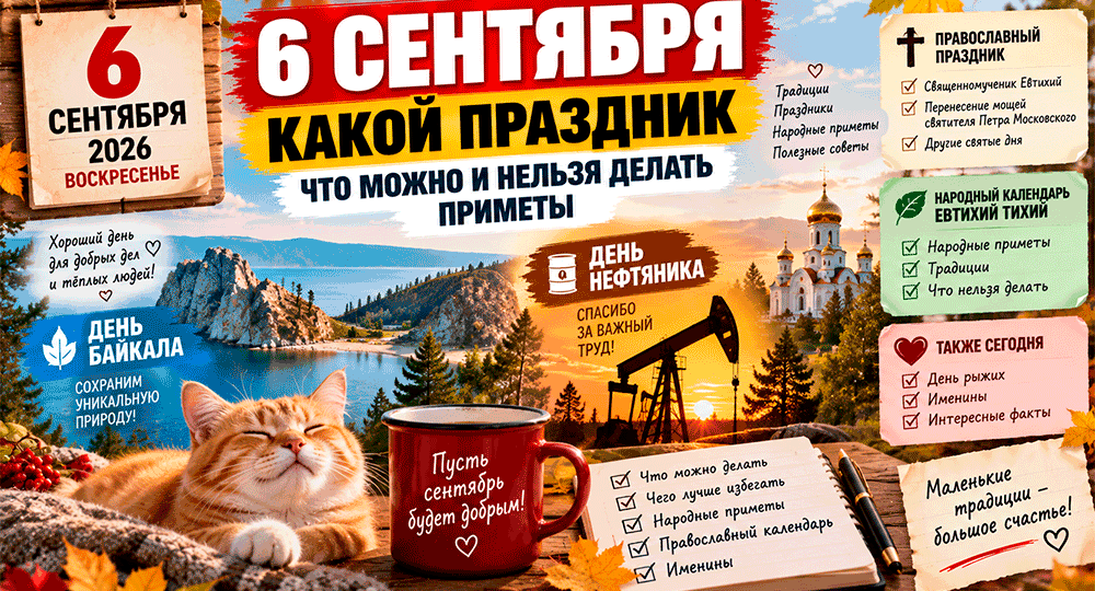 Какой сегодня праздник 6 сентября 2026 года – что можно и нельзя делать, народные приметы и почему день называют Евтихием Тихим