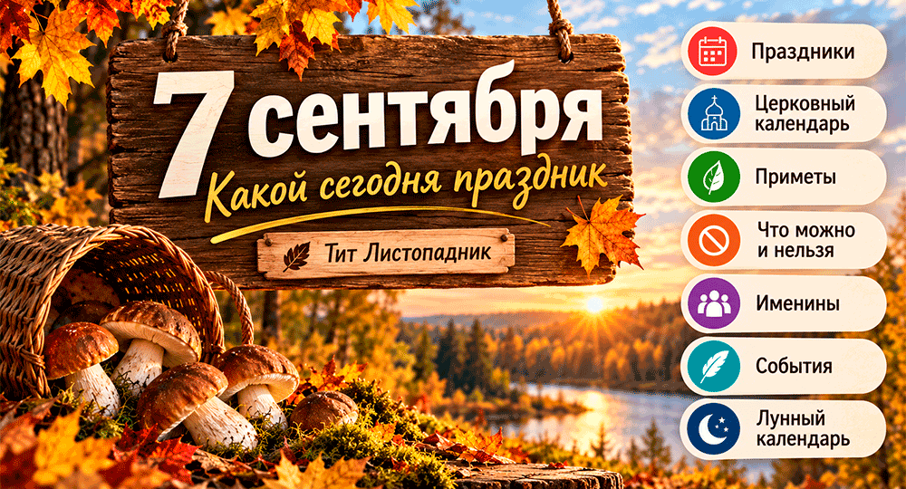 7 сентября 2026 года – какой сегодня праздник – церковный календарь, приметы, что нельзя делать, именины и лунный день