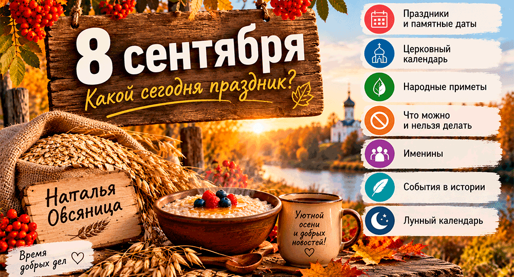 8 сентября 2026 года – какой сегодня праздник – День финансиста, церковный календарь, приметы, именины и лунный день