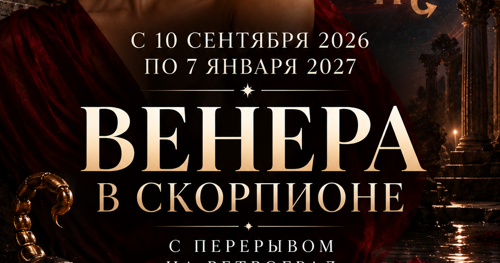 С 10 сентября 2026 по 7 января 2027 — Венера в Скорпионе