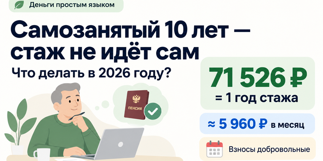 Можно работать самозанятым десять лет и не получить десять лет пенсионного стажа: что делать в 2026 году?