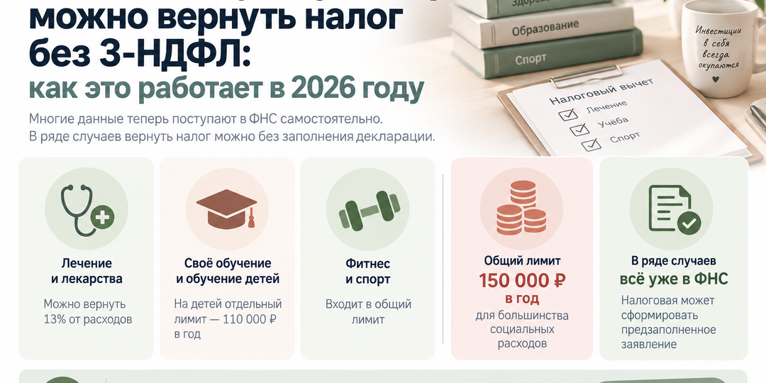 За лечение, учёбу и спорт можно вернуть налог без 3-НДФЛ: как это работает в 2026 году