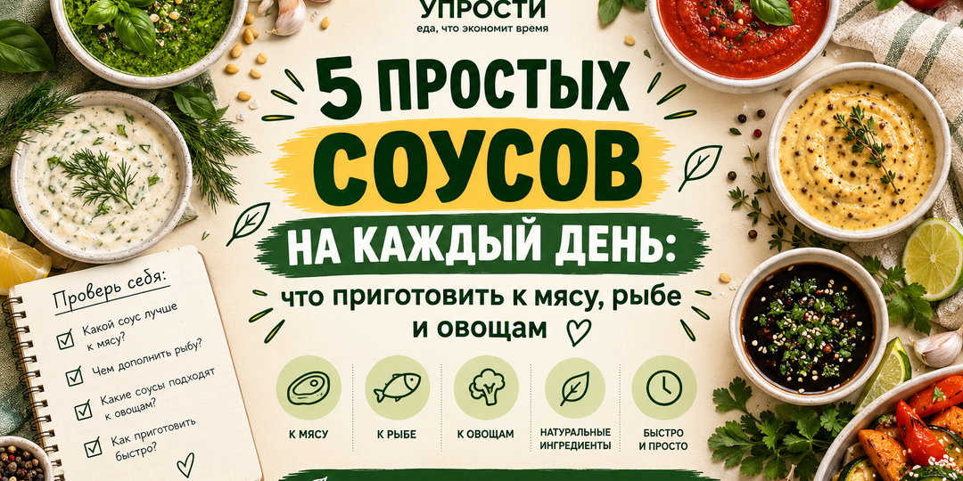 5 простых соусов на каждый день: что приготовить к мясу, рыбе и овощам