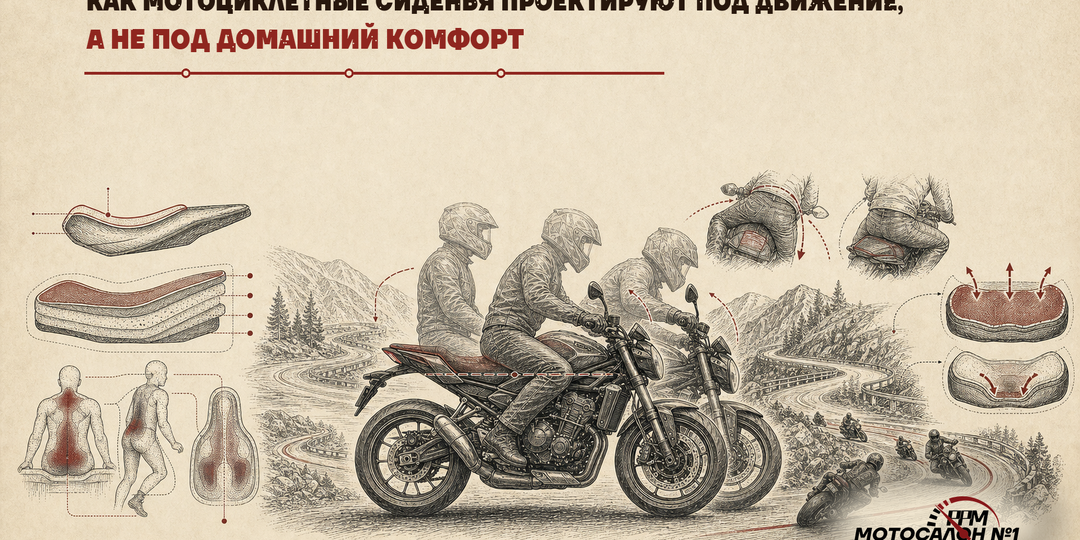 Как мотоциклетные сиденья проектируют под движение, а не под домашний комфорт