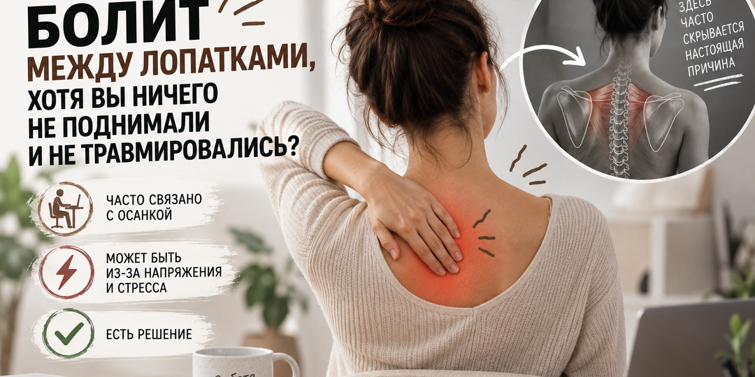 Почему болит между лопатками, хотя вы ничего не поднимали и не травмировались