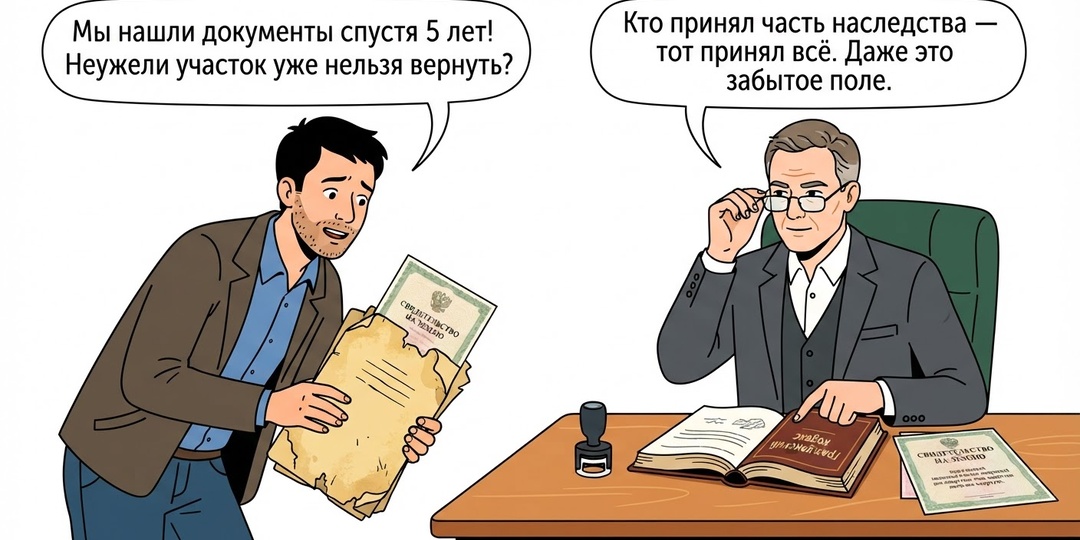 Отец умер 5 лет назад. Нашли свидетельство на землю — он собственник. Теперь уже поздно переоформить на себя?