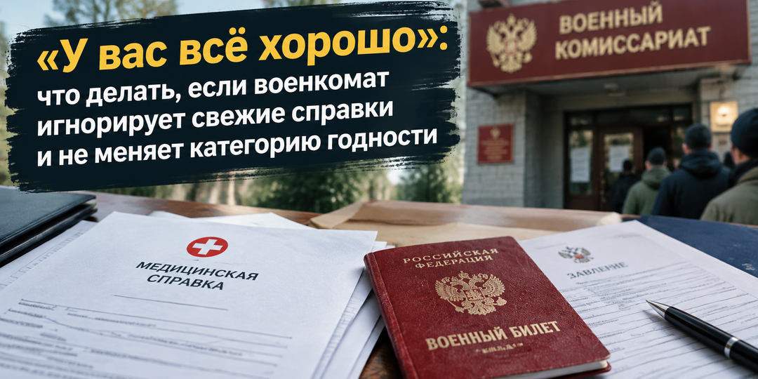 «У вас всё хорошо»: что делать, если военкомат игнорирует свежие справки и не меняет категорию годности