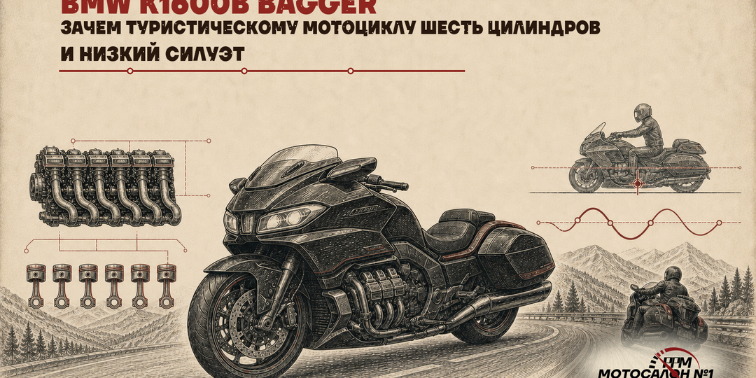 BMW K1600B Bagger - зачем туристическому мотоциклу шесть цилиндров и низкий силуэт