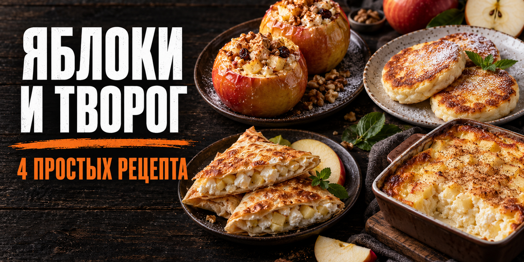 Яблоки и творог — 4 простых блюда для завтрака и десерта