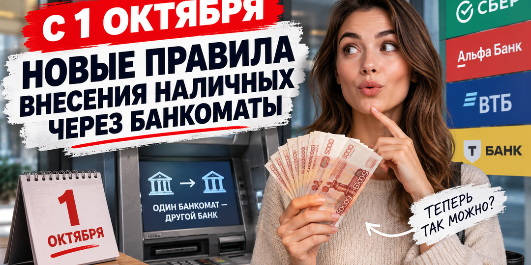 С 1 октября вводят новые правила внесения наличных через банкоматы: какие лимиты будут действовать и когда возможна комиссия