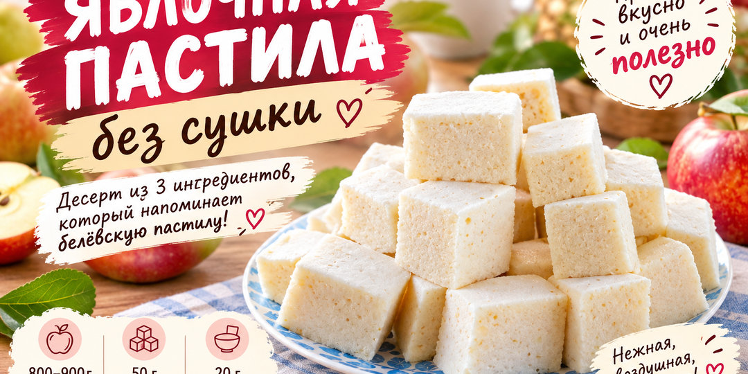Яблочная пастила без сушки: всего 3 ингредиента, а получается как настоящая белёвская