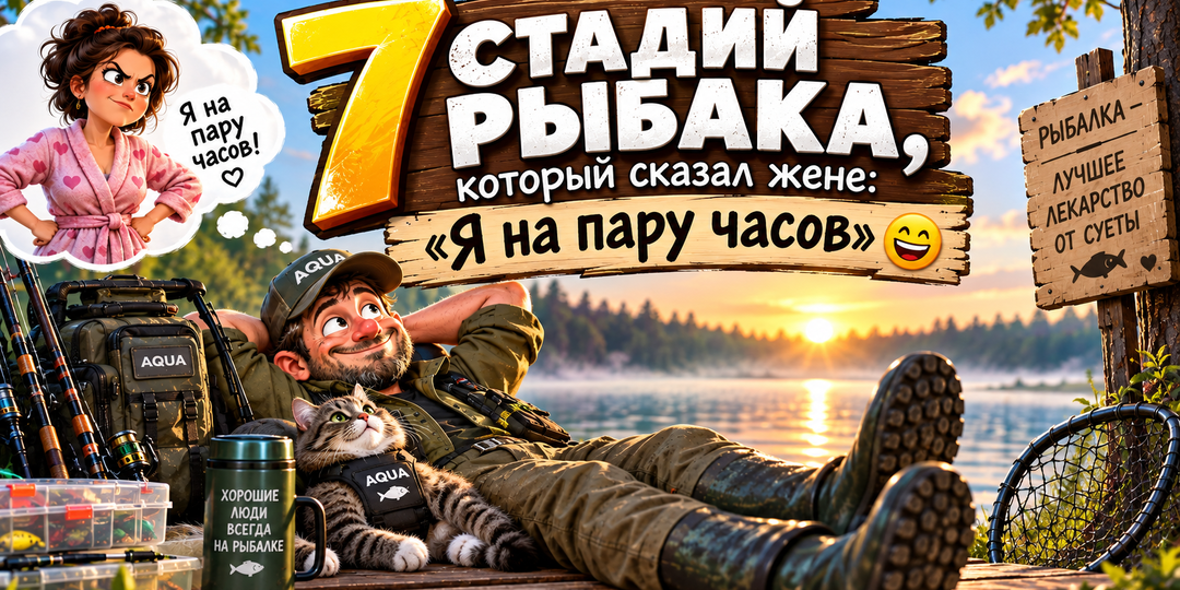 7 стадий рыбака, который сказал жене: «Я на пару часов» 😄