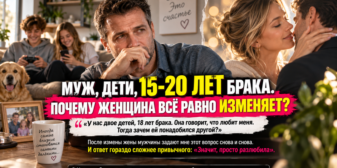 Муж, дети, 15-20 лет брака. Почему женщина всё равно изменяет?