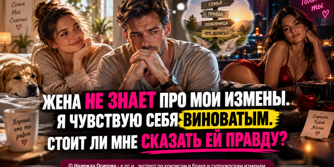 Жена не знает про мои измены. Я чувствую себя виноватым. Стоит ли мне сказать ей правду?