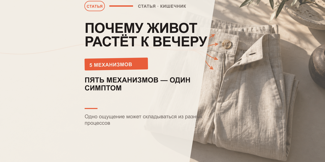 Почему живот вздувается к вечеру: пять механизмов одного симптома