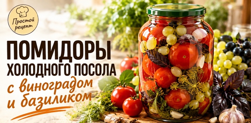 Помидоры холодного посола с виноградом и базиликом: изысканный вкус, который все принимают за ресторанную закуску. Секрет идеального рассола