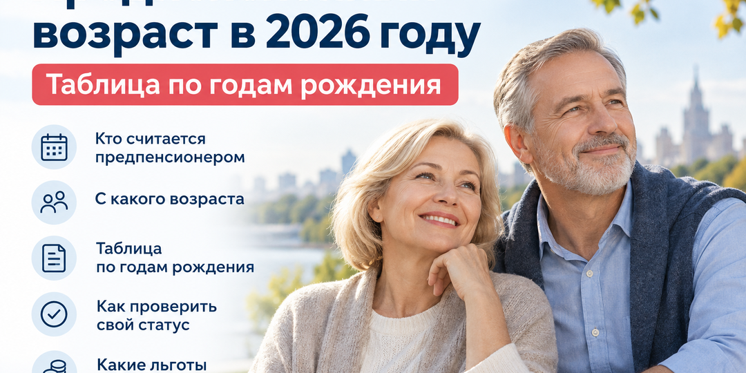 Предпенсионный возраст в 2026 году: кто считается предпенсионером — таблица по годам рождения