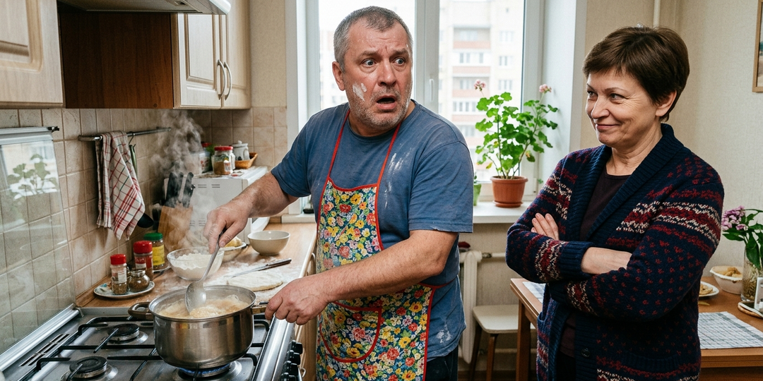 «Ты на пенсии, шурши по дому!» Муж впервые в жизни сам встал к плите
