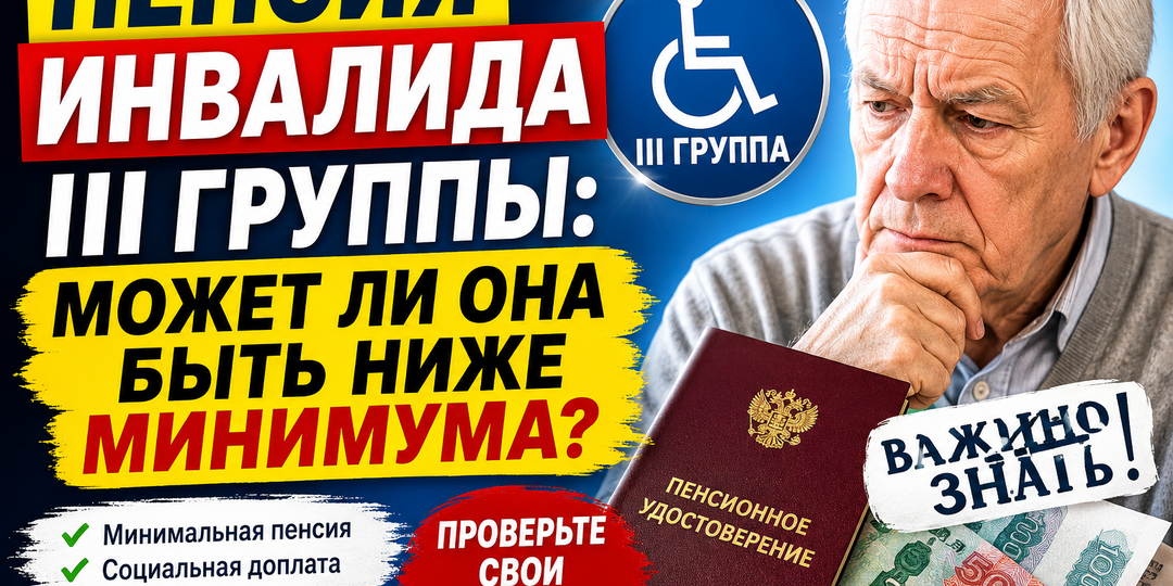 Пенсия инвалида III группы: может ли она быть ниже минимума?