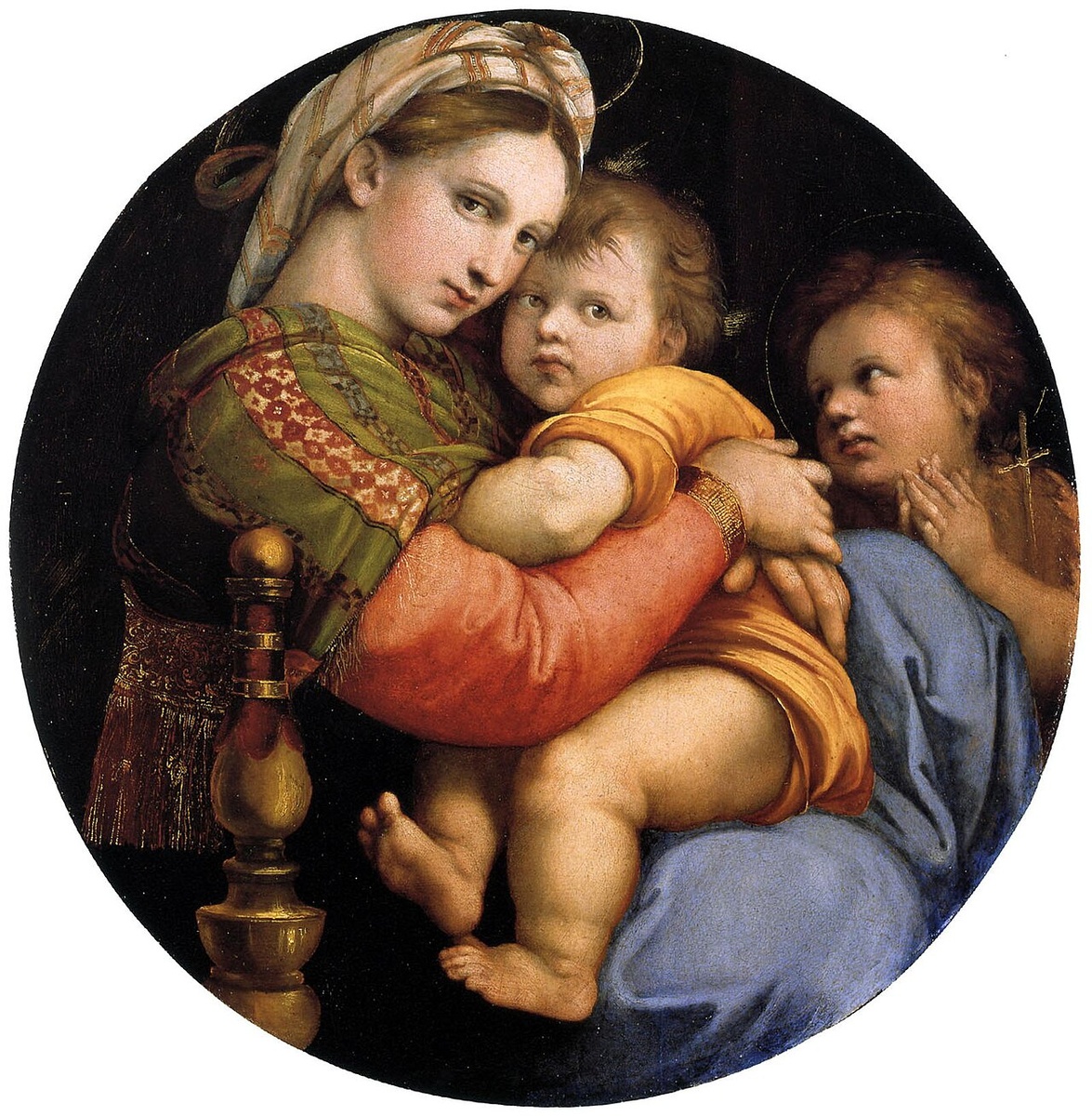 �������. "������� � ������". ��. 1513�1514 ����. Madonna della sedia. ������, �����. 71 × 71 �� ������� �����, ���������