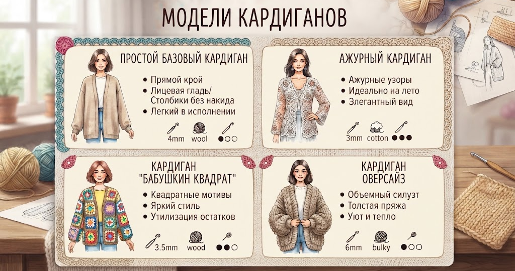 Модели кардиганов для осени и зимы