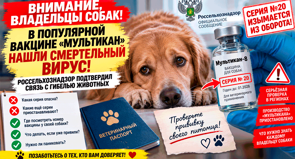 Прививали собаку Мультиканом – в вакцине нашли смертельный вирус и какие серии сейчас изымают по России?