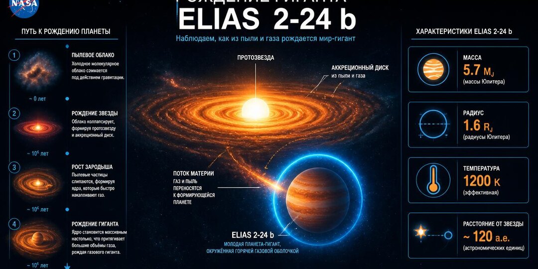 Самая молодая экзопланета Elias 2-24 b