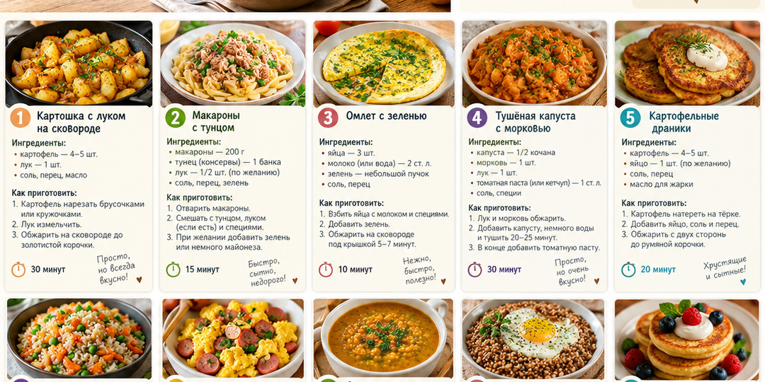 Что приготовить, когда дома почти ничего нет: 10 ужинов из простых продуктов.