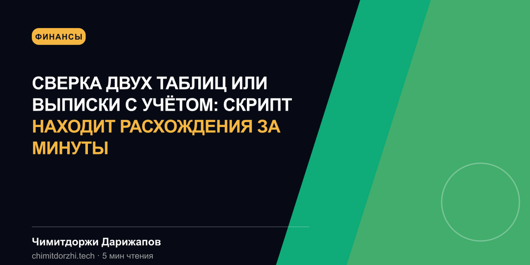 Сверка двух таблиц или выписки с учётом: скрипт находит расхождения за минуты