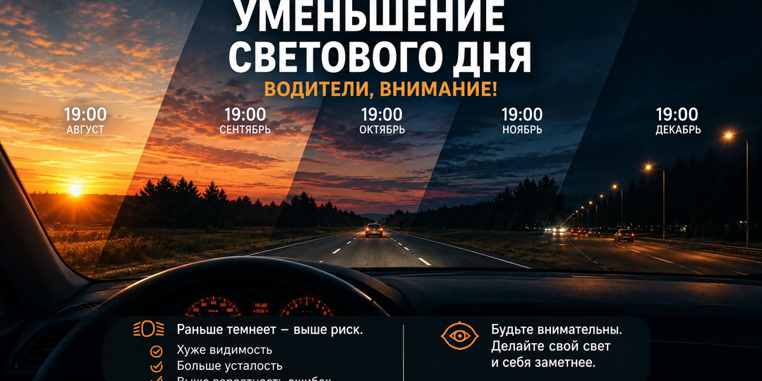 Световой день становится короче. Водители, внимание!