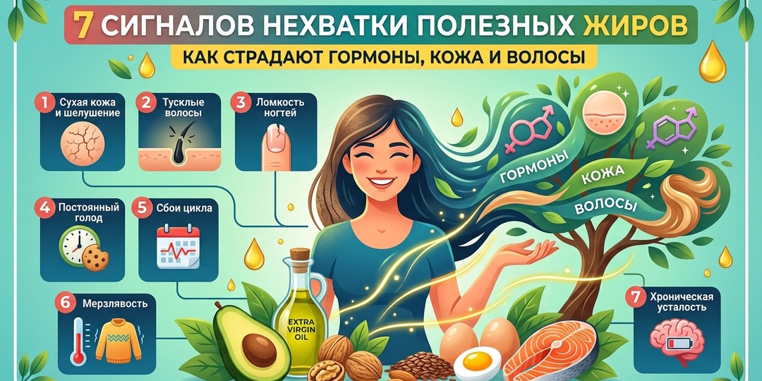 7 сигналов нехватки полезных жиров: как страдают гормоны, кожа и волосы