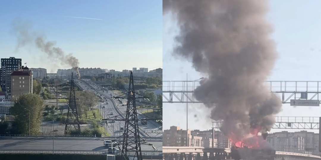 В Тюмени на мосту Монтажников загорелась машина – почему