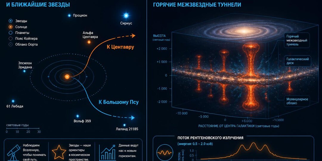 Как eROSITA обнаружила межзвёздные «туннели» к Центавру и Большому Псу