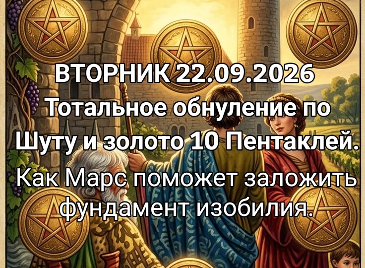 Золотой Шут и марсианский триумф. Прогноз на вторник 22.09: как 10 Пентаклей обнулит проблемы и принесет изобилие?