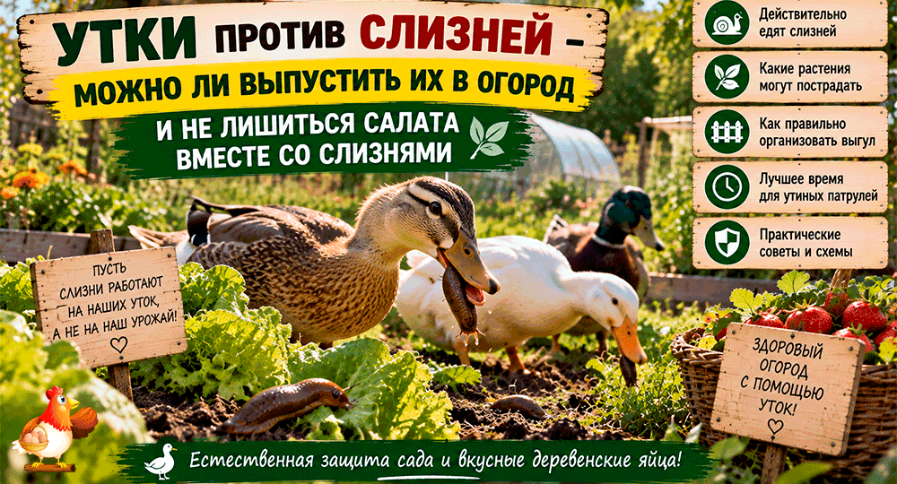 Утки против слизней – можно ли выпустить их в огород и не лишиться салата вместе со слизнями