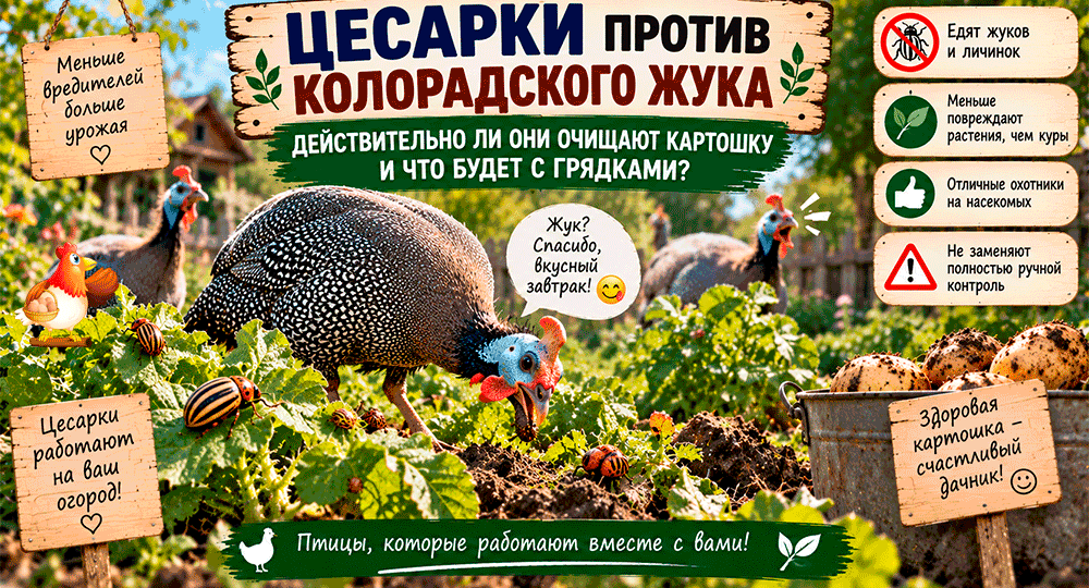Цесарки против колорадского жука – действительно ли они очищают картошку и что будет с грядками?