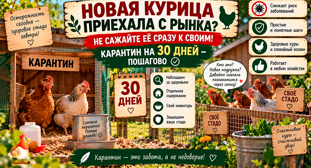 Новая курица приехала с рынка – не сажайте её сразу к своим – карантин на 30 дней пошагово