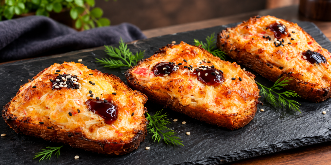 Горячие бутерброды с крабовыми палочками(как роллы)