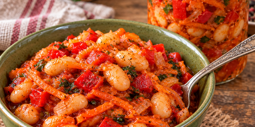 Очень вкусный и нежный ужин из фасольки с овощами на холодную зиму.