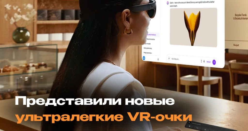 Забудьте про тяжелые шлемы: Meta* представила ультралегкие VR-очки весом с колоду карт