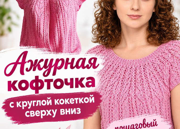 Ажурная кофточка с круглой кокеткой: обзор мастер-класса по вязанию сверху вниз