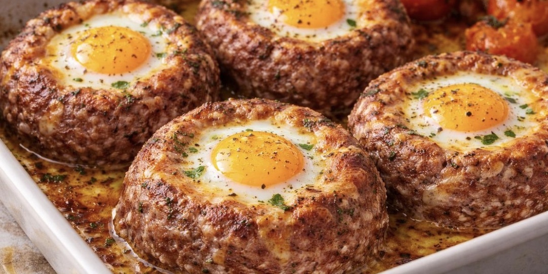 Мясные гнёзда с яйцом: из обычного фарша получается блюдо, которое выглядит празднично
