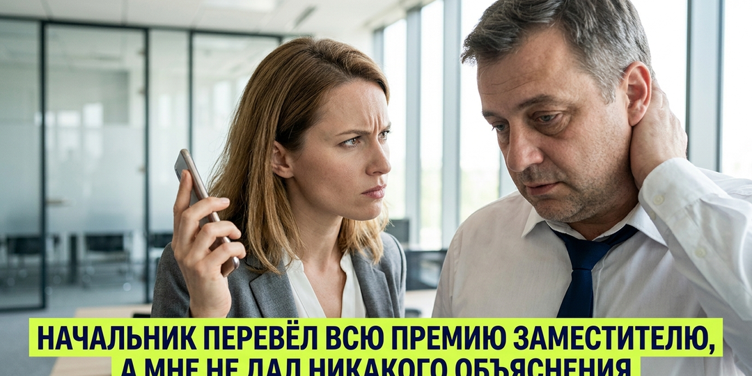 Начальник перевёл всю премию заместителю, а мне не дал никакого объяснения