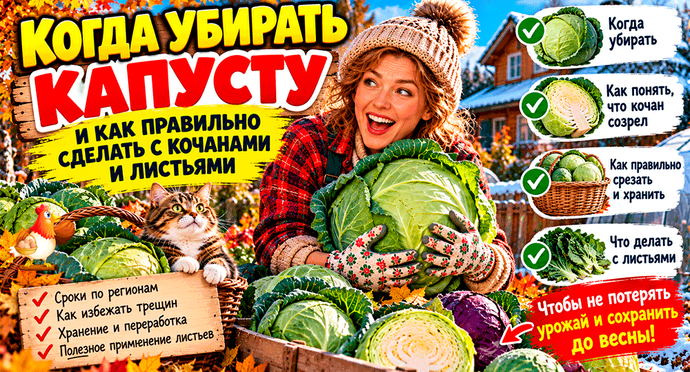 Когда убирать капусту осенью – как не передержать кочаны, что делать с листьями и сохранить урожай до весны