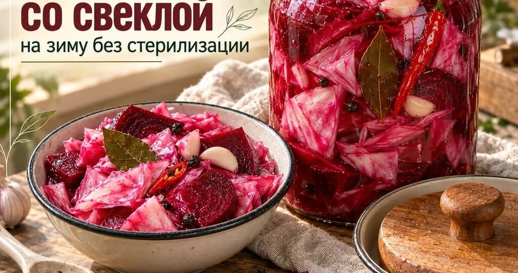 Острая капуста со свеклой на зиму без стерилизации