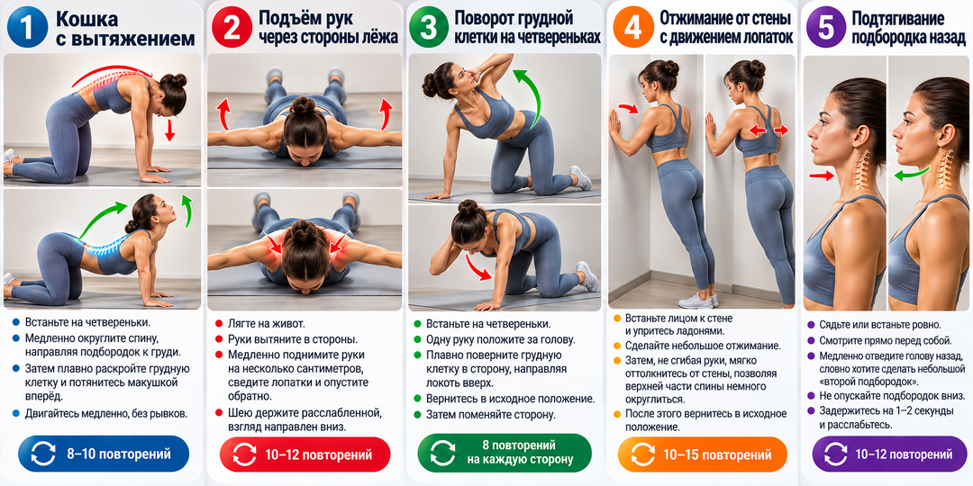 Сутулость не исправляется командой «выпрями спину»: 5 упражнений на каждый день 🔥