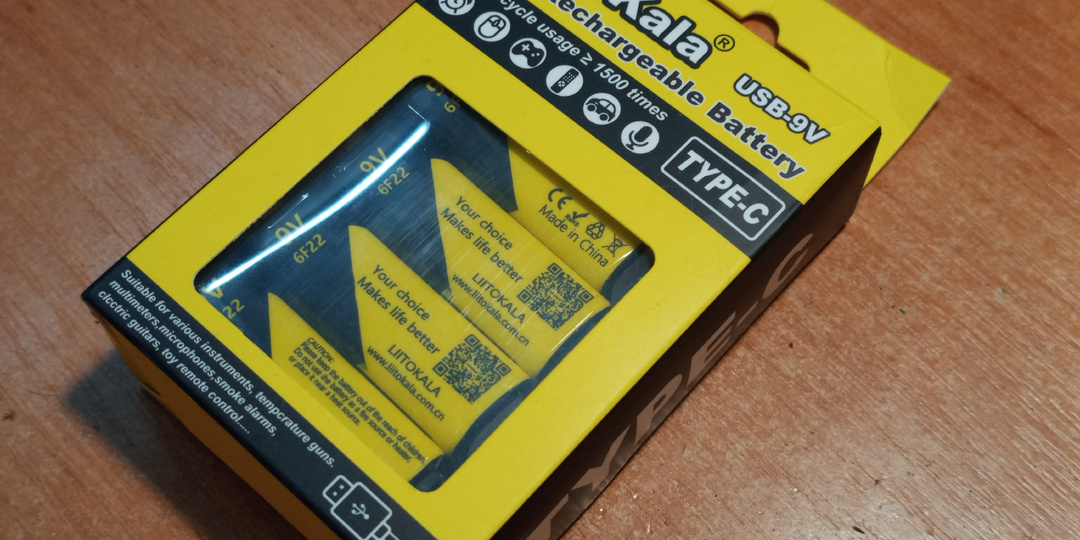 LiitoKala USB-9V 6F22 Перезаряжаемая Крона.