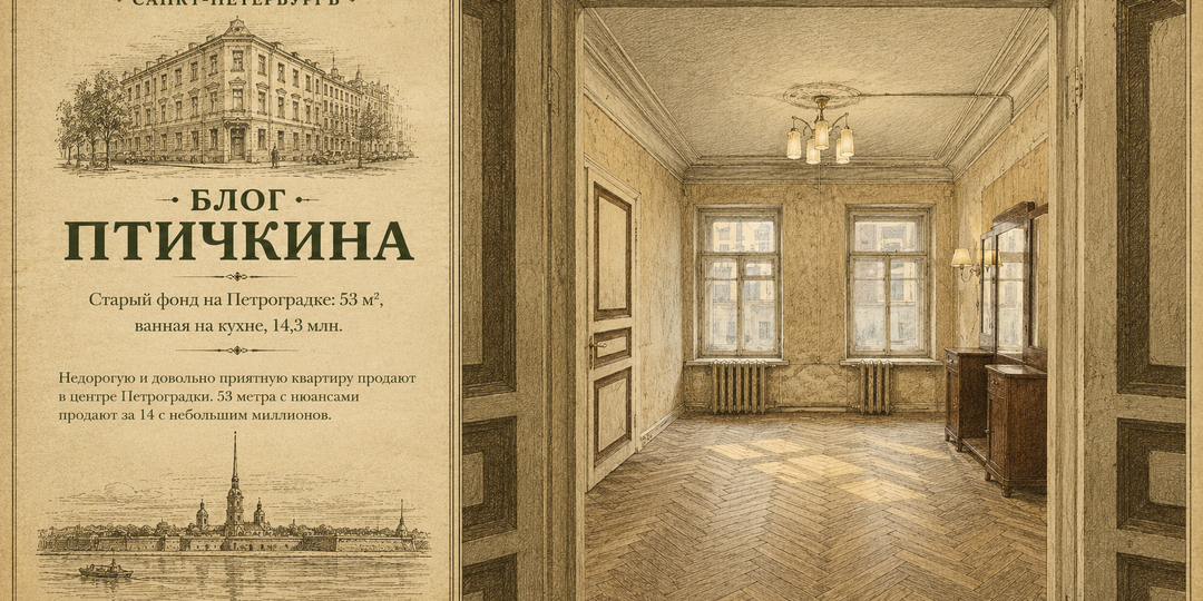 Старый фонд на Петроградке: 53 м², ванная на кухне, 14,3 млн.