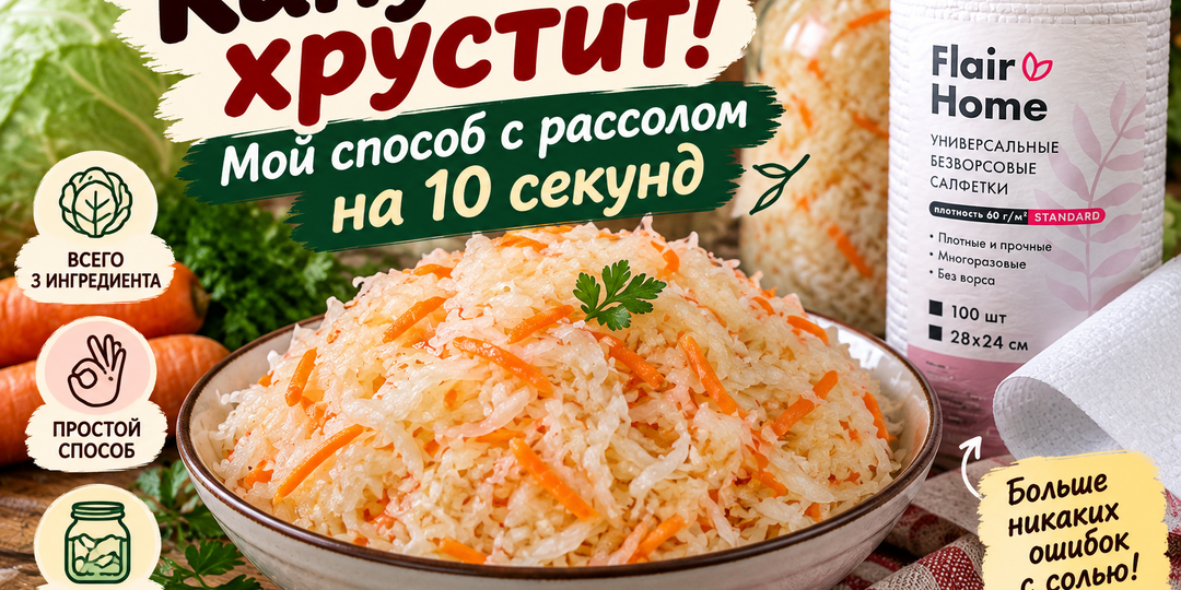 С этим способом я перестала переживать, что квашеная капуста не получится: хрустящая и без возни с солью
