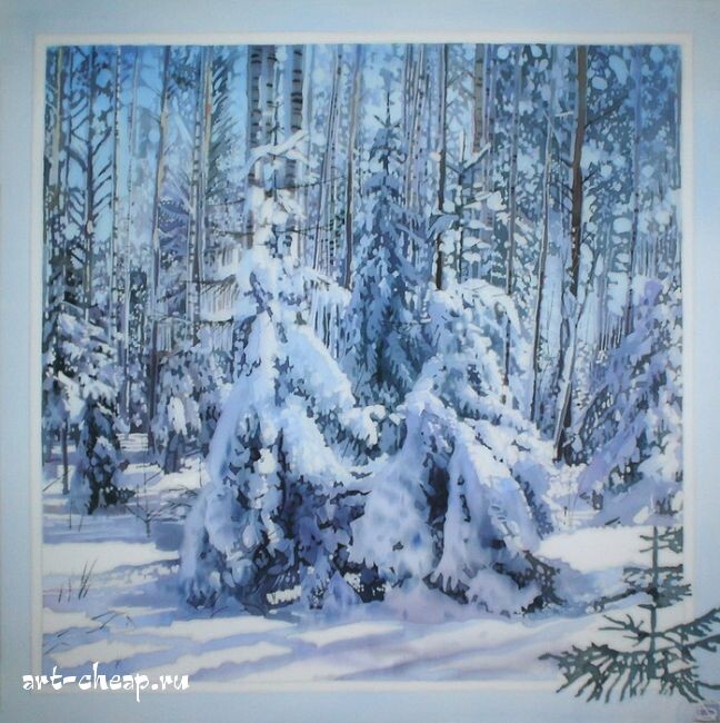 Зимний лес. Шелк / холодный батик / 80x80 см. Источник изображения : art-katalog.com›ru/painter/515 и http://art-cheap.ru›gallery/18